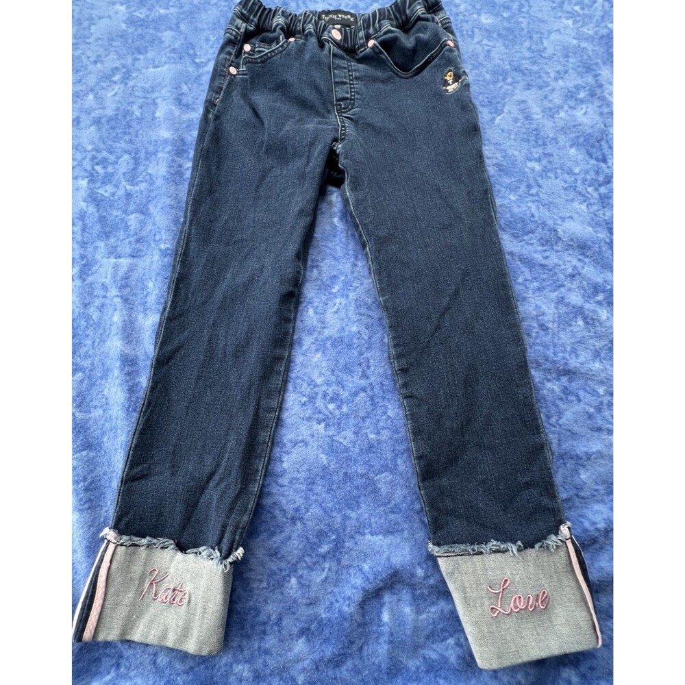 Teenie Weenie Kids Pull-On Jeans Size 150/61 (10) With Bear & Kate/Love On Cuffs